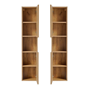 Kolomkast Newport 140x30x25 cm eikenkleurig en zwart [en.casa]
