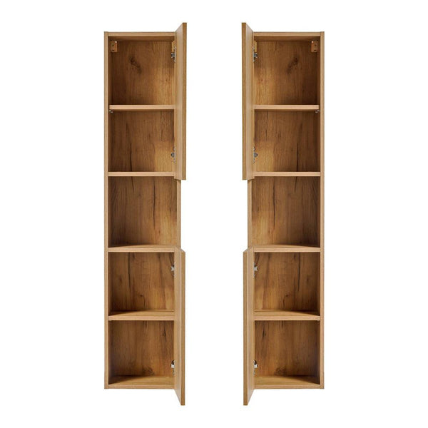 Kolomkast Newport 140x30x25 cm eikenkleurig en zwart [en.casa]