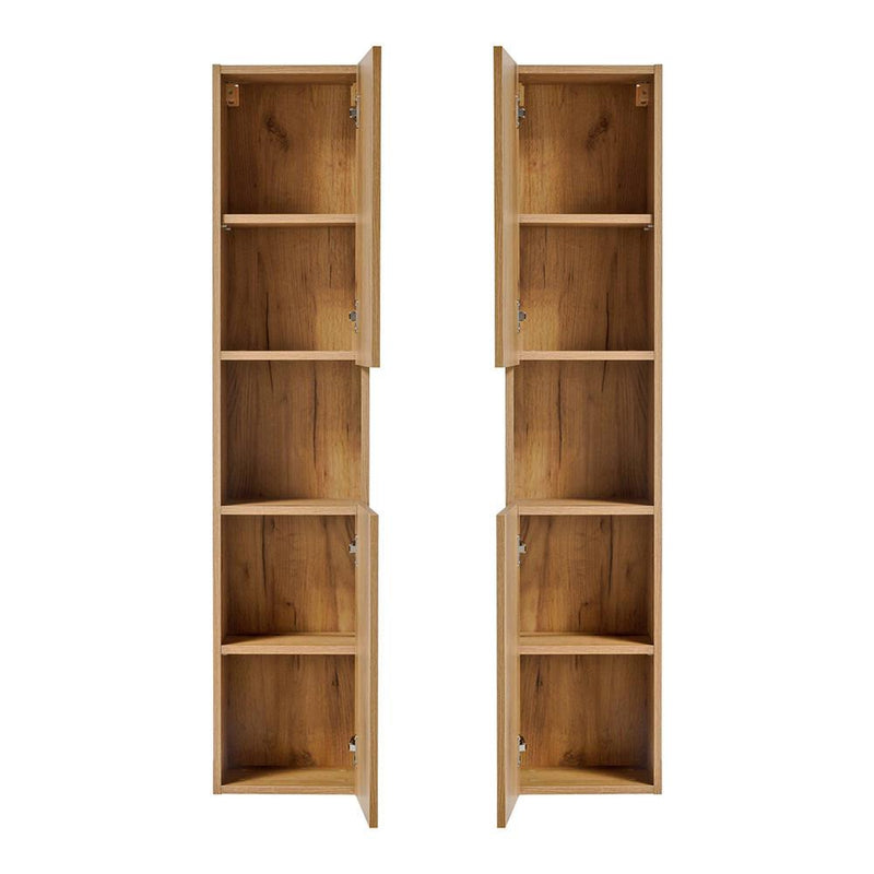 Maatschets Kolomkast Newport 140x30x25 cm eikenkleurig en zwart [en.casa]