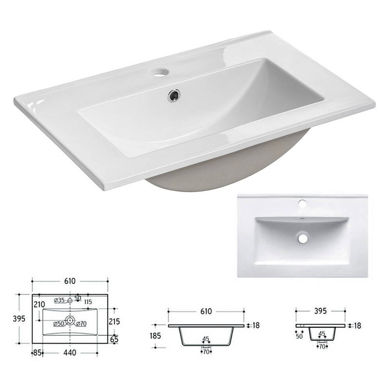 Croquis coté Ensemble de meubles de salle de bain Newport effet chêne [en.casa]