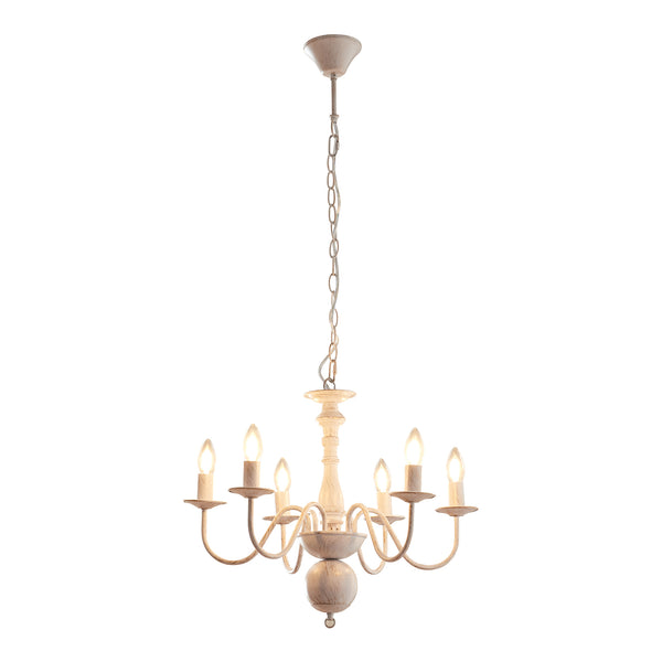 Kroonluchter Berkeley 6-lichts klassiek vintage wit lux.pro