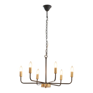 Kroonluchter Bishop 6-lichts 153x62x62 cm zwart en messing lux.pro