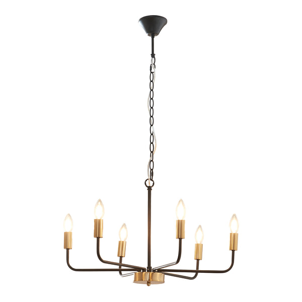 Kroonluchter Bishop 6-lichts 153x62x62 cm zwart en messing lux.pro