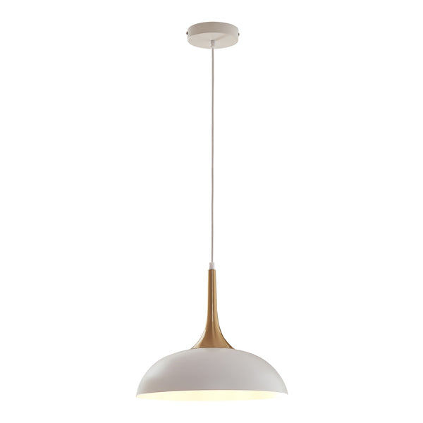Hanglamp Blairgowrie E27 metalen lampenkap wit en messing lux.pro