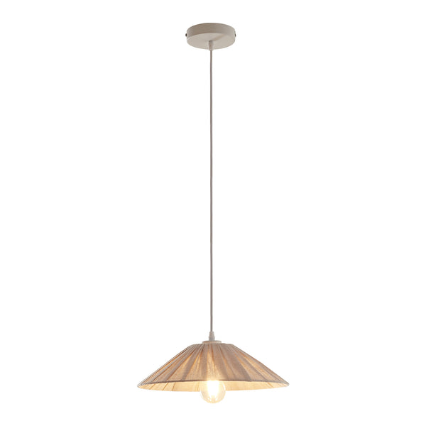 Hanglamp Bridge E27 stoffen lampenkap wit en beige lux.pro