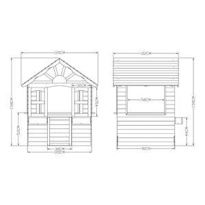 Cabane de jeu d'extérieur Vesa 138 x 120 x 102 cm bois de sapin gris blanc casa.pro