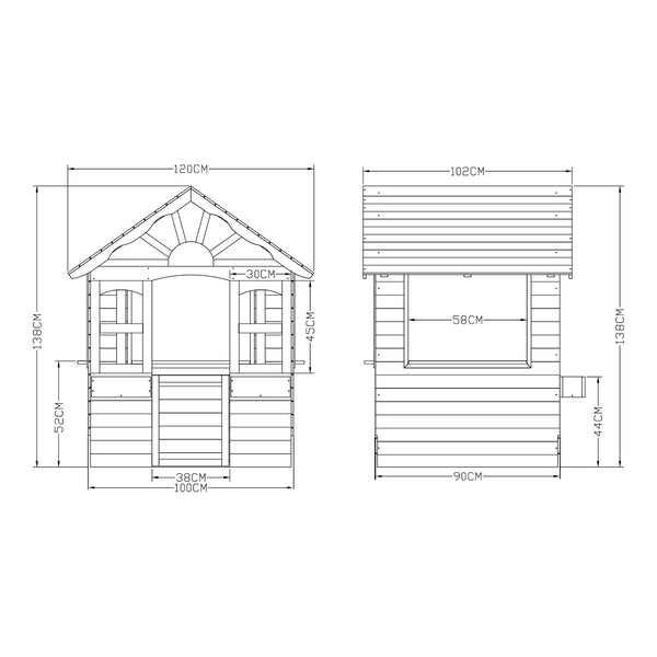 Cabane de jeu d'extérieur Vesa 138 x 120 x 102 cm bois de sapin gris blanc casa.pro