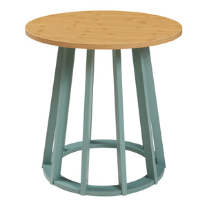 Bijzettafel Lensuu 48x48 cm rond eikenkleurig en pastellgroen [en.casa]