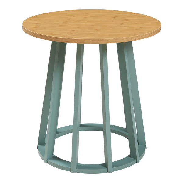 Bijzettafel Lensuu 48x48 cm rond eikenkleurig en pastellgroen [en.casa]