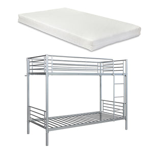 Stapelbed Soppsar met matrassen 90x200 cm zilverkleurig [en.casa] [neu.haus]