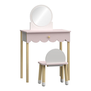 Kaptafel met stoel Vestnes 93x56x36 cm roze en wit [en.casa]