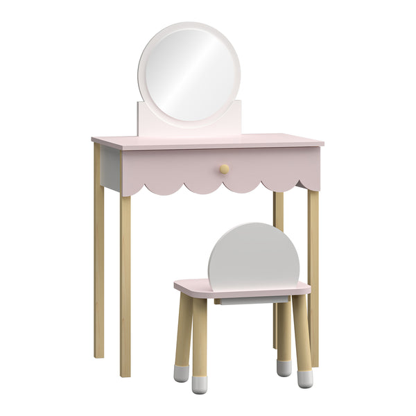 Kaptafel met stoel Vestnes 93x56x36 cm roze en wit [en.casa]