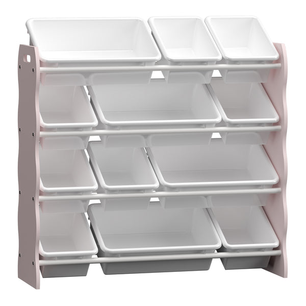 Étagère pour enfant Vestnes avec 12 boîtes rose blanc [en.casa] 
