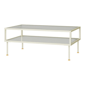 Table basse Lindau acier verre 100 x 50 x 46 cm blanc crème [en.casa] 