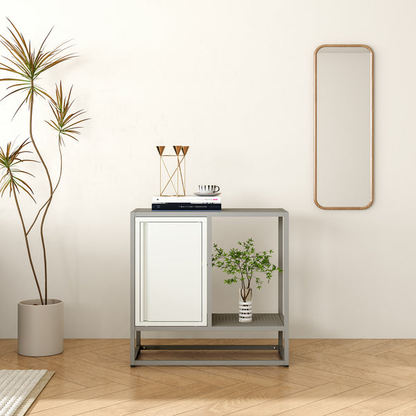 Buffet Burlöv acier 70 x 72 x 35 cm gris blanc [en.casa]