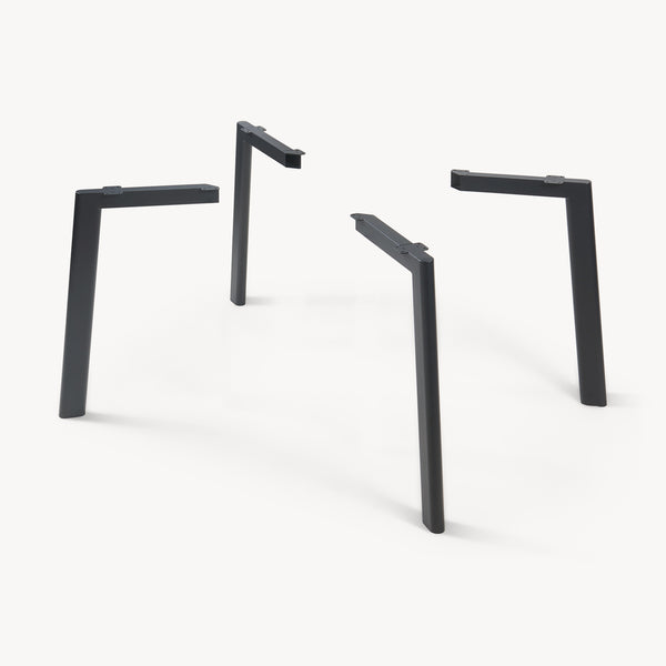 Lot de 4 pieds de table Hostang acier laqué 50 x 8 x 71 cm noir [en.casa]