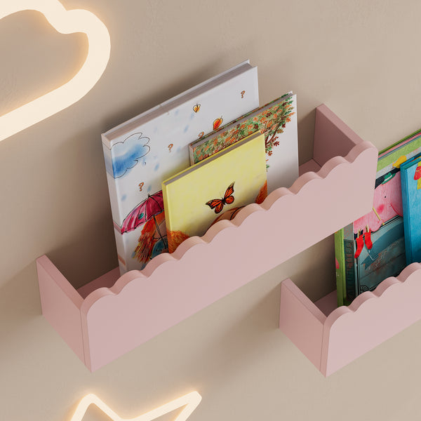 Set de 2 étagères murales pour enfants Vestnes 40 x 10 x 10 cm rose [en.casa