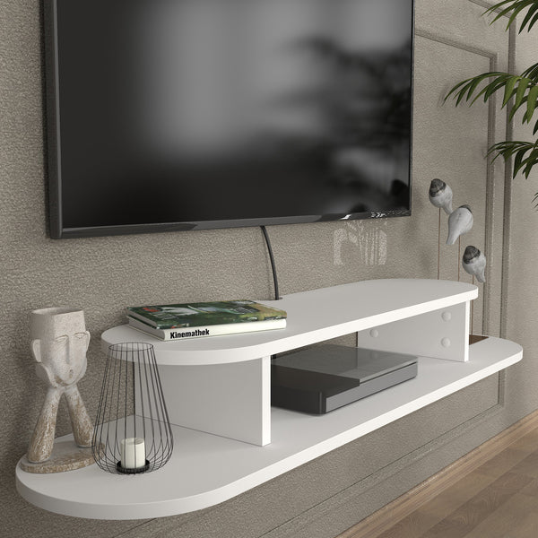 Meuble TV Targema mural 120 x 30 x 16 cm blanc [en.casa] 