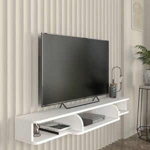 Meuble TV Aar mural 135 x 30 x 16 cm blanc [en.casa] 