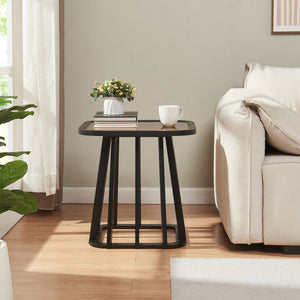 Table d'appoint Burgess 51 x 51 x 51 cm noir / effet noyer [en.casa] 