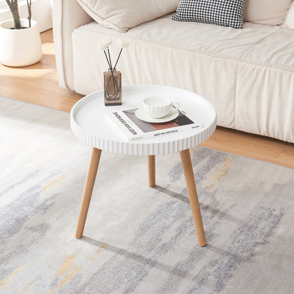 Table d'appoint Bongard 50 x 45 cm blanc naturel [en.casa]
