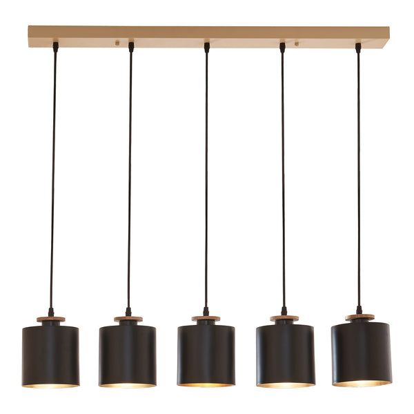 Suspension Posdand 5 x E27 40 W Hauteur max 130 cm noir [lux.pro]