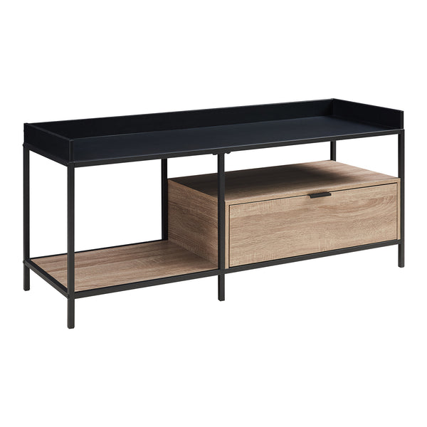 Meuble TV Belana 120 x 40 x 54 cm noir / effet effet chêne [en.casa] 