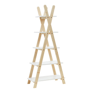 Kinderboekenkast Vanlilu 145x65x32 cm naturel en wit [en.casa]