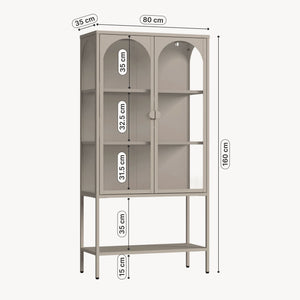 Vitrinekast Klippestad 160x80x35 cm camel [en.casa] 