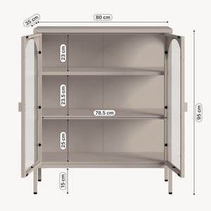 Dressoir Klippestad vitrinekast 95x80x35 cm camel [en.casa]