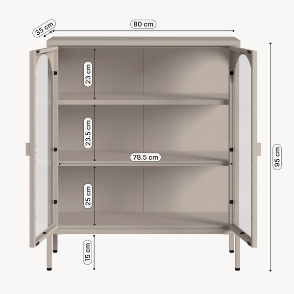 Dressoir Klippestad vitrinekast 95x80x35 cm camel [en.casa]