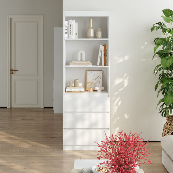 Boekenkast Les met 3 lades en open vakken 180x60x35 cm wit [en.casa]