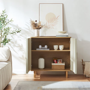 Commode Ferrersp 80x80x40 cm eikenkleurig havermout en naturel [en.casa]