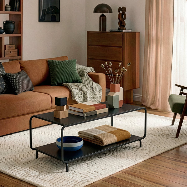 Table basse Færder acier 115 x 50 x 45 cm noir mat [en.casa]