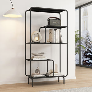 Étagère autoportante Færder acier 145 x 76 x 33 cm noir [en.casa]