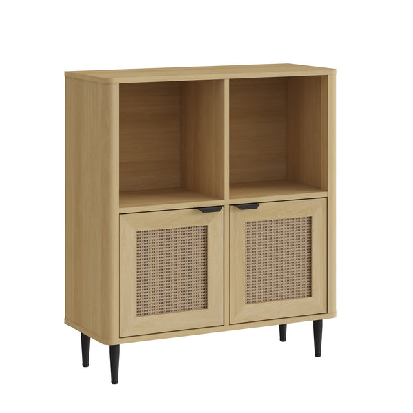 Commode Lukhomso 85x75x30 cm eikenkleurig en zwart [en.casa] 