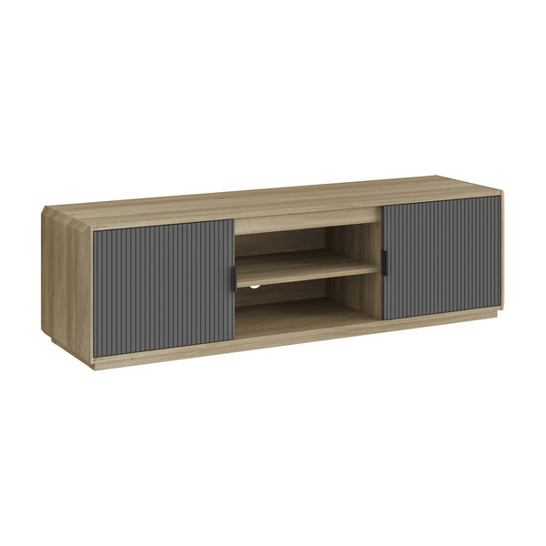 TV meubel Trömi 150x40x43 cm eikenkleurig en grijs [en.casa] 