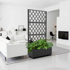 Cloison de séparation avec bac à fleurs Malja acier galvanisé 190 x 82 x 38 cm noir [casa.pro]