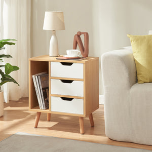 Table de chevet Bordkak 55 x 48 x 30 cm effet chêne blanc [en.casa]