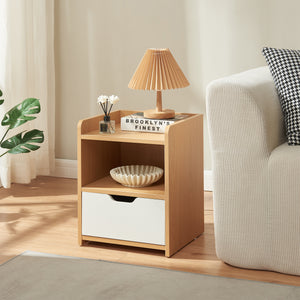 Table de chevet Bordkak 45 x 36 x 34 cm effet chêne blanc [en.casa]