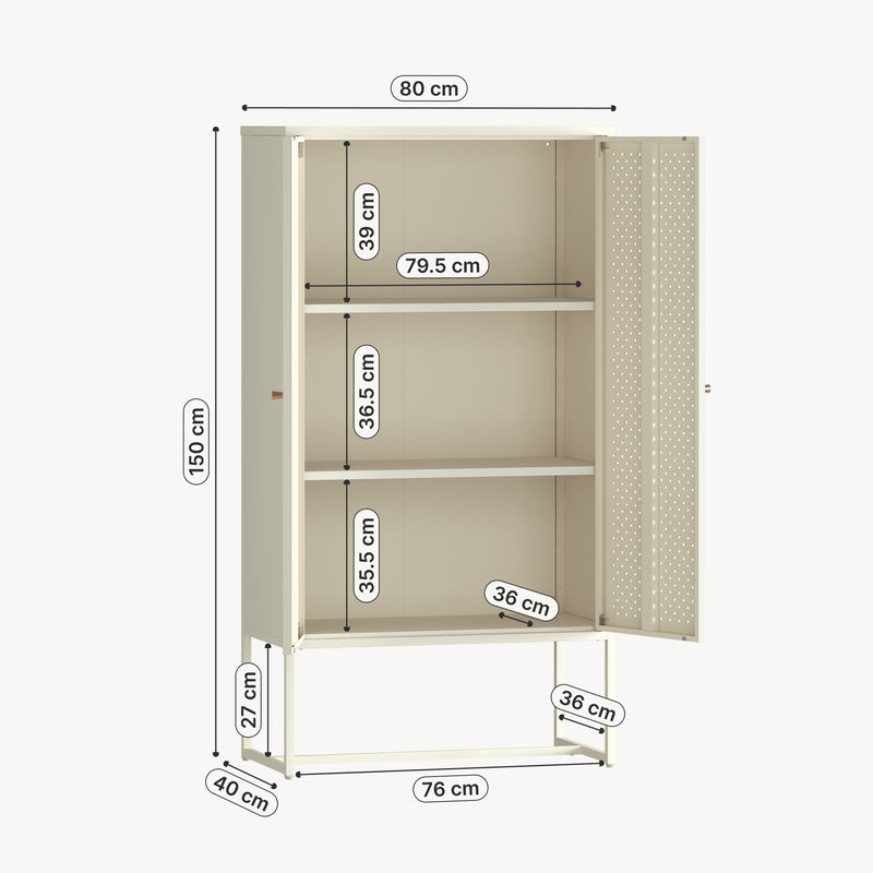 Maatschets Woonkamerkast Viitasaari commode 150x80x40 cm crèmewit [en.casa] 