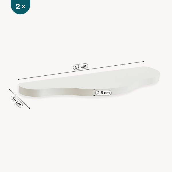 Wandplank Sirlstalo set van 2 voor kinderkamer 57x19x3 cm wit [en.casa] 
