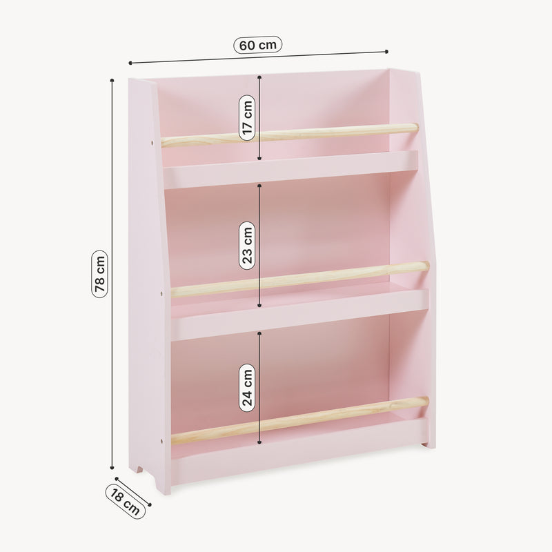 Maatschets Kinderboekenrek Virer met 3 open vakken 78x60x18 cm roze [en.casa] 