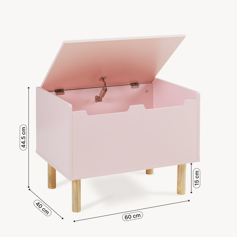 Croquis coté Coffre à jouets Virer 60 x 40 x 45 cm rose [en.casa]