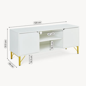 Tv-meubel Reyri 120x39x52 cm wit en goudkleurig [en.casa]