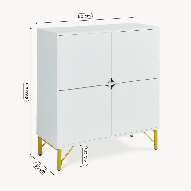 Maatschets Dressoir Reyri 80x35x90 cm wit en goudkleurig [en.casa] 