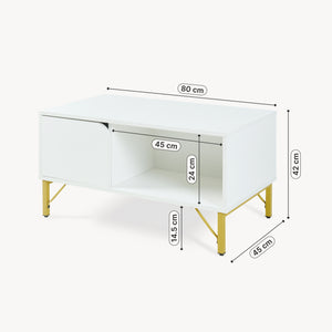 Salontafel Reyri 80x45x42 cm wit en goudkleurig [en.casa]