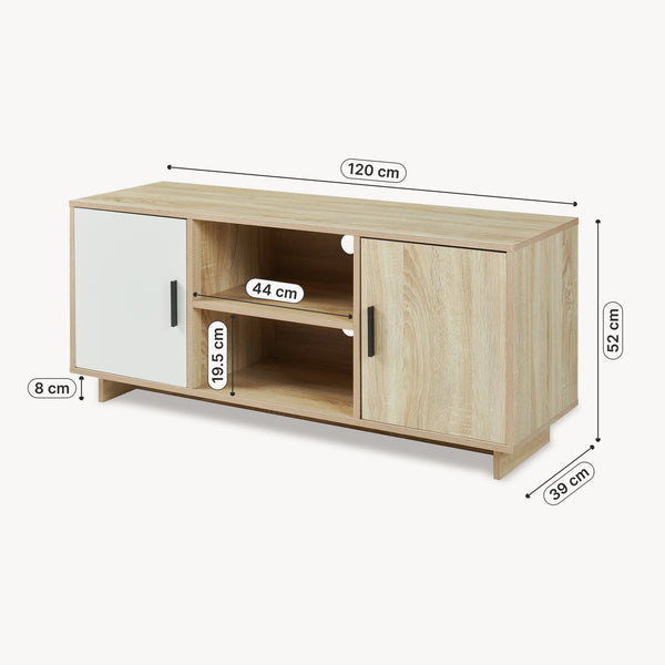 Tv-meubel Kenta 120x39x52 cm sonoma eiken en wit [en.casa] 