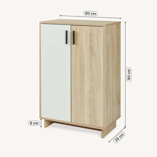 Opbergkast Kenta 60x35x90 cm sonoma eiken en wit [en.casa]
