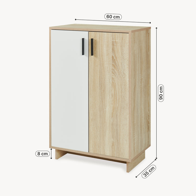 Maatschets Opbergkast Kenta 60x35x90 cm sonoma eiken en wit [en.casa]